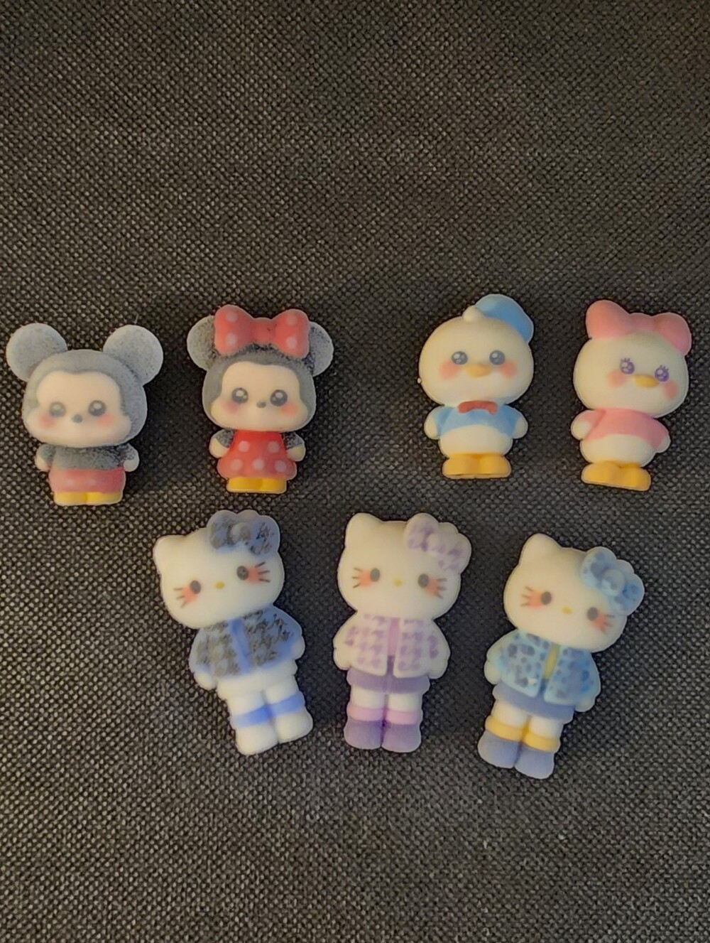 Mouse, Ducks, Cat's Flocked Character Figurine's.